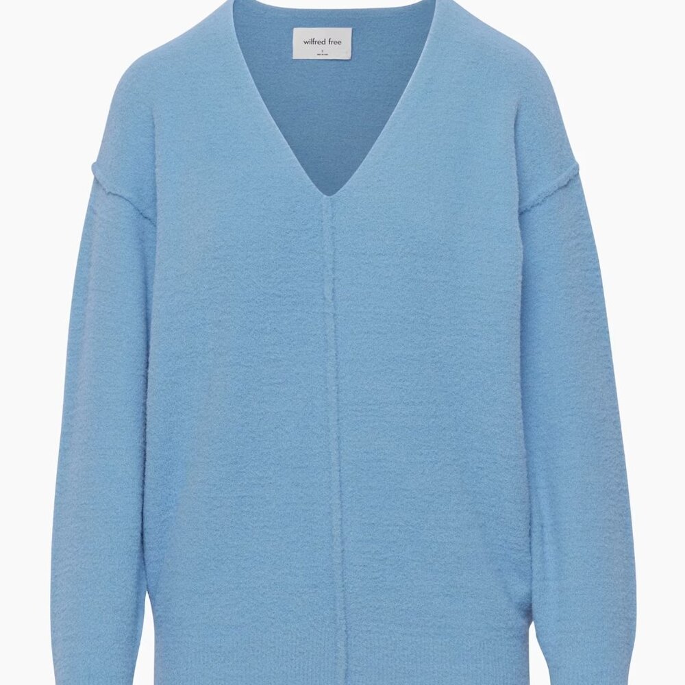 Aritzia - Wilfred - Hush Knit V - Neck Sweater Blue